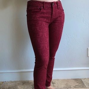 FREE PEOPLE RED TEXTURED PANTS